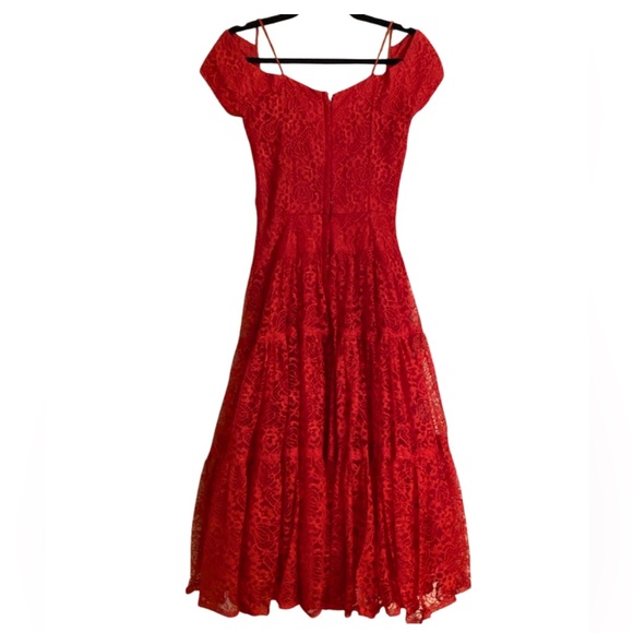 RARE 1950s Fazzi by Howard Norm California Red Lace Cocktail Dress - Picture 2 of 11